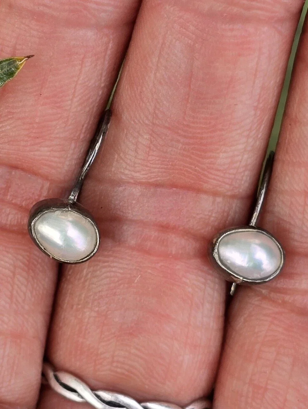 Super cute baroque nugget pearls set in sterling silver earrings